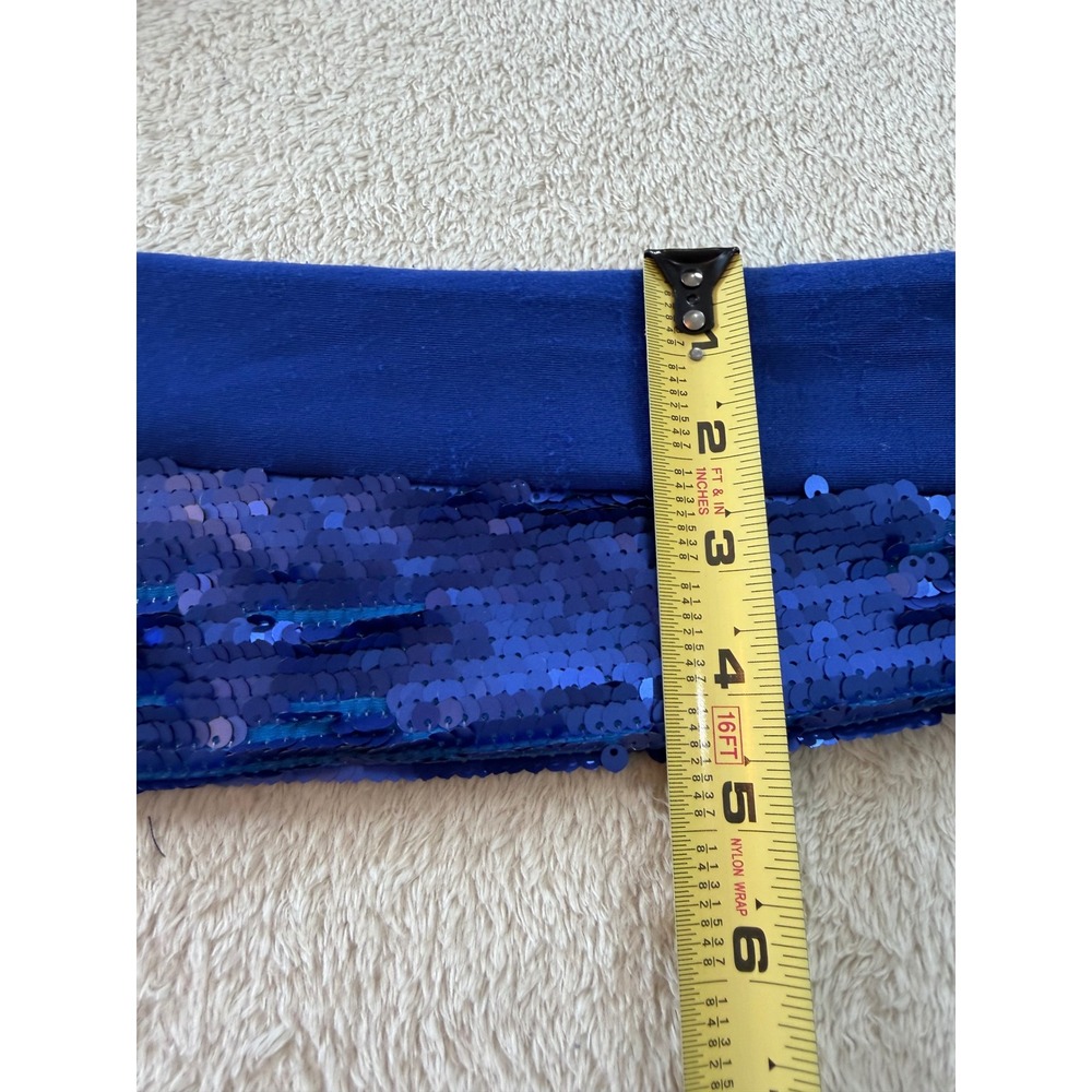 Dress The Population Royal Blue Sequin Long Sleeve Bodycon Mini Dress Large - Picture 8 of 10